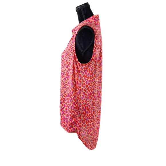 CAbi Wmns S Sleeveless Collared Button Down Red Purple 3270 Heartbreaker Blouse - Picture 6 of 9